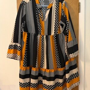 SHEIN Dress in Black, White, and Orange